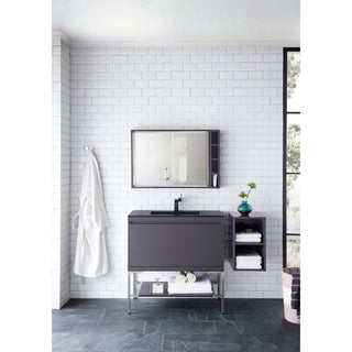 James Martin VanitiesMilan 35.4" Square Cube Mirror, Modern Gray Glossy803 - M35.4 - MGGAloha Habitat