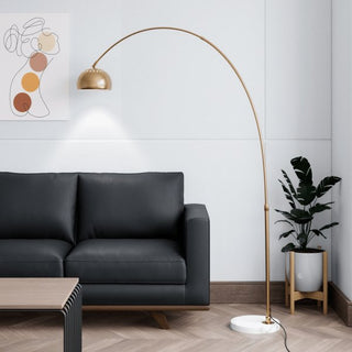 LeisureModLeisuremod | Arco Mid-Century Modern Arched Floor Lamp 75.6" Height with White Round Marble Base and Metal Dome Lamp Shade for Living Room and Bedroom | ALWH-BGG-13GGALWH-BGG-13GGAloha Habitat