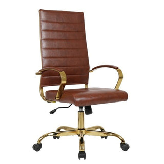 LeisureModLeisureMod | Benmar High-Back Leather Office Chair With Gold Frame | BOTG19BOTG19BRLAloha Habitat