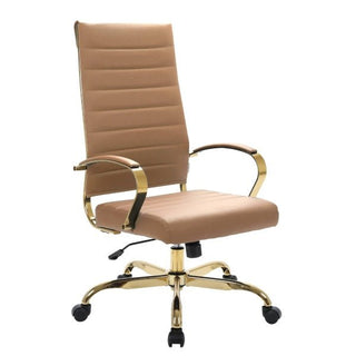 LeisureModLeisureMod | Benmar High-Back Leather Office Chair With Gold Frame | BOTG19BOTG19LBRLAloha Habitat