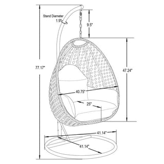LeisureModLeisureMod | Charcoal Wicker Hanging Egg Swing Chair | ESCCH-40ESCCH-40BGAloha Habitat