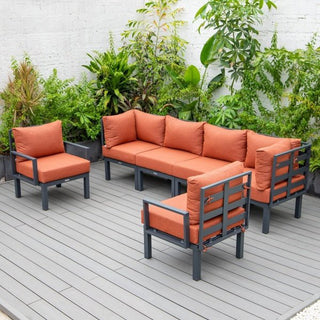 LeisureModLeisureMod | Chelsea 6-Piece Patio Sectional Black Aluminum With Cushions | CSBL-6CSBL-6ORAloha Habitat