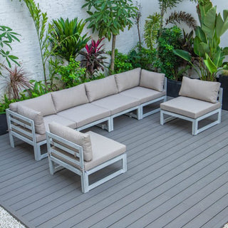 LeisureModLeisureMod | Chelsea 6-Piece Patio Sectional Weathered Grey Aluminum With Cushions | CSWGR-6CSWGR-6BGAloha Habitat