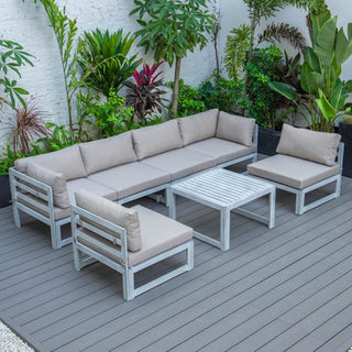 LeisureModLeisureMod | Chelsea 7-Piece Patio Sectional And Coffee Table Set Weathered Grey Aluminum With Cushions | CSTWGR-7CSTWGR-7BGAloha Habitat