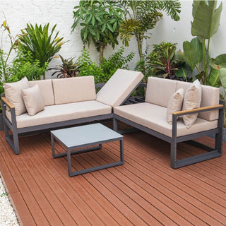 LeisureModLeisureMod | Chelsea Black Sectional With Adjustable Headrest & Coffee Table With Cushions | CSLBL-80CSLBL-80BGAloha Habitat