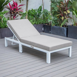 LeisureModLeisureMod | Chelsea Modern Outdoor White Chaise Lounge Chair With Cushions | CLW-77CLW-77BGAloha Habitat