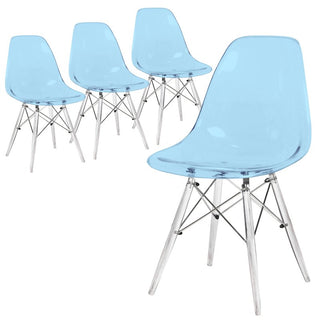 LeisureModLeisureMod | Dover Molded Side Chair with Acrylic Base, Set of 4 | EPC19WR4EPC19TBU4Aloha Habitat
