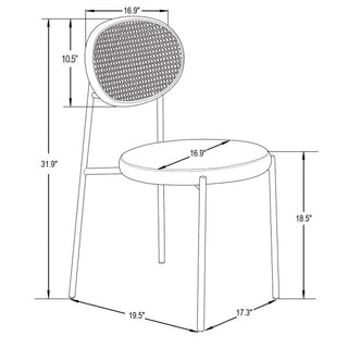 LeisureModLeisureMod | Euston Modern Wicker Dining Chair with Velvet Round Seat Set of 2 | EC17NBU2EC17BG2Aloha Habitat