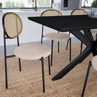LeisureModLeisureMod | Euston Modern Wicker Dining Chair with Velvet Round Seat Set of 4 | EC17EC17BGAloha Habitat
