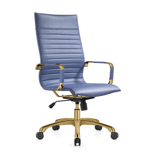 LeisureModLeisureMod | Harris High-Back Leatherette Office Chair With Gold Frame | HOTG19HOTG19BULAloha Habitat