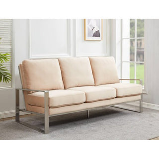 LeisureModLeisureMod | Jefferson Contemporary Modern Design Leather Sofa With Silver Frame | JAS77JAS77BGAloha Habitat