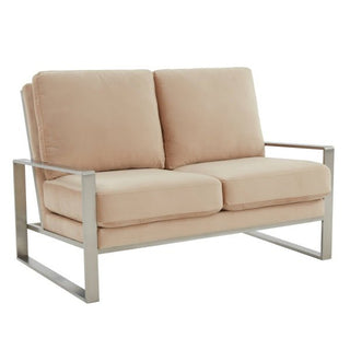 LeisureModLeisuremod | Jefferson Contemporary Modern Velvet Loveseat With Silver Frame | JAS53JAS53BGAloha Habitat