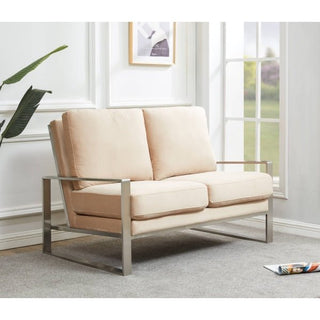 LeisureModLeisuremod | Jefferson Contemporary Modern Velvet Loveseat With Silver Frame | JAS53JAS53BGAloha Habitat