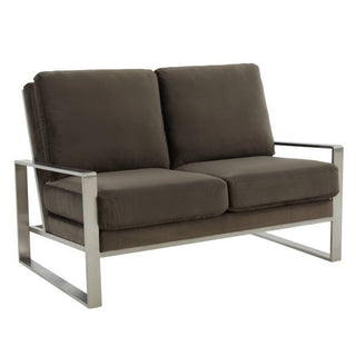 LeisureModLeisuremod | Jefferson Contemporary Modern Velvet Loveseat With Silver Frame | JAS53JAS53DGRAloha Habitat