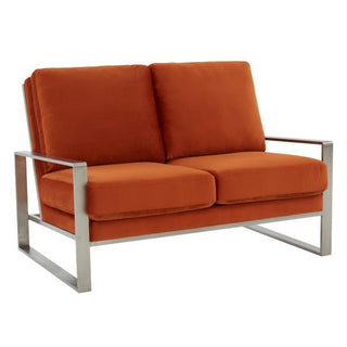 LeisureModLeisuremod | Jefferson Contemporary Modern Velvet Loveseat With Silver Frame | JAS53JAS53ORAloha Habitat