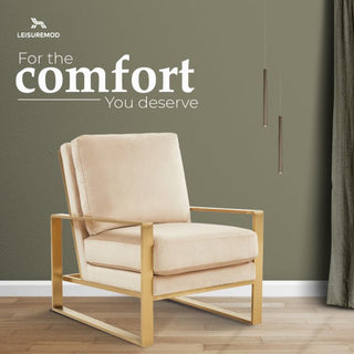 LeisureModLeisureMod | Jefferson Velvet Design Accent Armchair With Gold Brass Finish Frame | JA29JA29BGAloha Habitat