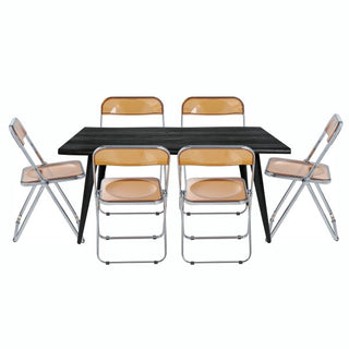 LeisureModLeisuremod | Lawrence 7-Piece Acrylic Folding Dining Chair and Rectangular Dining Table Set | LF19RTM63-6LF19RTM63OR6Aloha Habitat