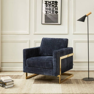 LeisureModLeisureMod | Lincoln Boucle Fabric Accent Armchair with Gold Stainless Steel Frame and Removable Back Cushion | LA31-BLA31-B-BUAloha Habitat