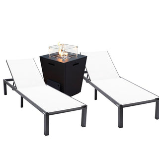 LeisureModLeisureMod | Marlin Modern Aluminum Outdoor Patio Chaise Lounge Chair Set of 2 with Square Fire Pit Side Table Perfect for Patio, Lawn, and Garden | MLBLCF21-77W2MLBLCF21-77W2Aloha Habitat