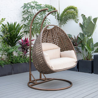 LeisureModLeisureMod | Mendoza Dark Brown Wicker Hanging 2 person Egg Swing Chair | MSCDBR-53WMSCDBR-53BGAloha Habitat