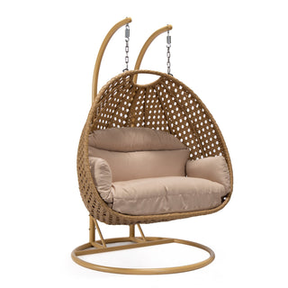 LeisureModLeisureMod | Mendoza Light Brown Wicker Hanging 2 person Egg Swing Chair | MSCLBR-53WMSCLBR-53BGAloha Habitat