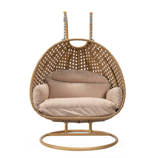 LeisureModLeisureMod | Mendoza Light Brown Wicker Hanging 2 person Egg Swing Chair | MSCLBR-53WMSCLBR-53BGAloha Habitat