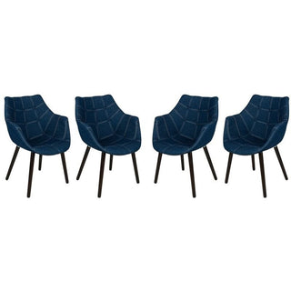 LeisureModLeisureMod Milburn Tufted Denim Lounge Chair, Set of 4 MA23DBU4MA23DBU4Aloha Habitat