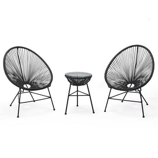 LeisureModLeisureMod | Montara 3 Piece Outdoor Lounge Patio Chair With Glass Top Table | MCT29YMCT29BLAloha Habitat