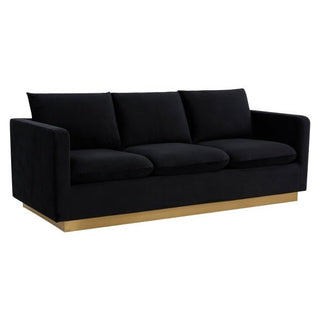 LeisureModLeisureMod | Nervo Modern Mid-Century Upholstered Velvet Sofa with Gold Frame | NS83NS83BLAloha Habitat