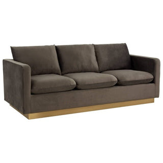 LeisureModLeisureMod | Nervo Modern Mid-Century Upholstered Velvet Sofa with Gold Frame | NS83NS83DGRAloha Habitat