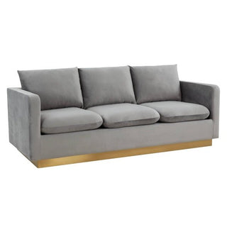LeisureModLeisureMod | Nervo Modern Mid-Century Upholstered Velvet Sofa with Gold Frame | NS83NS83LGRAloha Habitat