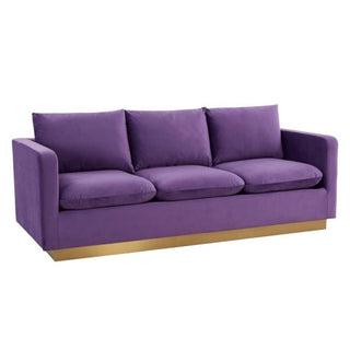 LeisureModLeisureMod | Nervo Modern Mid-Century Upholstered Velvet Sofa with Gold Frame | NS83NS83PUAloha Habitat