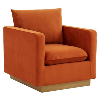 LeisureModLeisureMod | Nervo Velvet Accent Armchair With Gold Frame | NS32NS32ORAloha Habitat