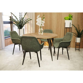 LeisureModLeisureMod | Ravenna Modern Round Wood 47" Dining Table With Metal Legs | RTM47RTM47BNAloha Habitat