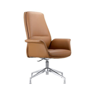 LeisureModLeisureMod | Summit Office Chair in Faux Leather and Aluminum Frame with Adjustable Height and Swivel | SGO21SGO21LBRLAloha Habitat