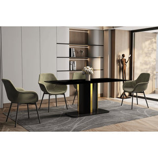 LeisureModLeisureMod | Sylva Series Modern Dining Table Black and Gold Base, With 55 Stone Top | STBLG-55STBLG-55BL-GAloha Habitat