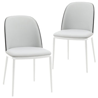 LeisureModLeisureMod | Tule Mid-Century Modern Dining Side Chair with Leather/Velvet Seat and White Powder-Coated Steel Frame, Set of 2 | TWCWN18W2TWCBL18BU2Aloha Habitat
