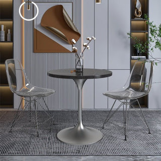 LeisureModLeisureMod | Verve Collection 27 Round Dining Table, Brushed Chrome Base with Sintered Stone Top | VT20BS-27-SVT20BS-27BLSAloha Habitat