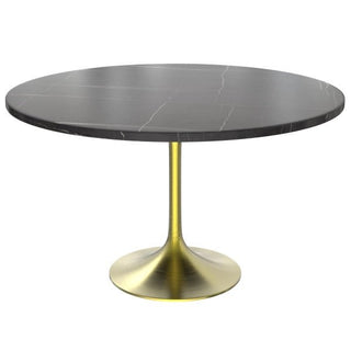LeisureModLeisureMod | Verve Collection 48 Round Dining Table, Brushed Gold Base with Sintered Stone White Top LeisureMod Verve Collection 48 Round Dining Table,Brushed Gold Base with Sintered Stone Top | VT23BG-48-SVT23BG-48BLSAloha Habitat