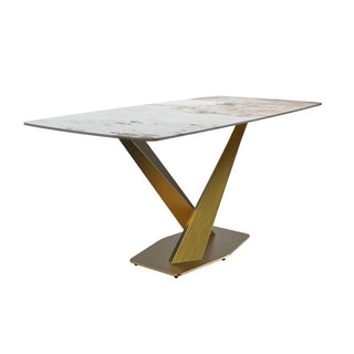 LeisureModLeisureMod | Voren Series Modern Dining Table Gold Base, With 55 Stone Top | VTG-55BVTG-55CG-SAloha Habitat