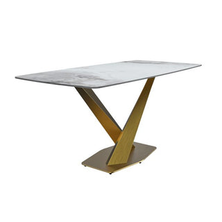 LeisureModLeisureMod | Voren Series Modern Dining Table Gold Base, With 55 Stone Top | VTG-55BVTG-55PGR-SAloha Habitat