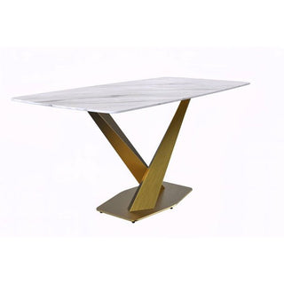 LeisureModLeisureMod | Voren Series Modern Dining Table Gold Base, With 55 Stone Top | VTG-55BVTG-55W-SAloha Habitat