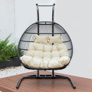 LeisureModLeisureMod | Wicker 2 Person Double Folding Hanging Egg Swing Chair | ESCF52ESCF52BGAloha Habitat