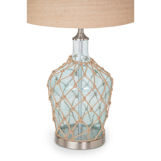 Lux LightingCast 28" Bubble Glass (Clear / Light Blue) Coastal Table Lamp Rope / Burlap, (Set of 2)LUX-1513-CLEAR/BLUEAloha Habitat