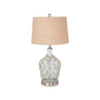 Lux LightingCast 28" Bubble Glass (Clear / Light Blue) Coastal Table Lamp Rope / Burlap, (Set of 2)LUX-1513-CLEAR/BLUEAloha Habitat