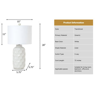 Lux LightingCordelia 30" White Ceramic Table Lamp, (Set of 2)LUX-114-WHITEAloha Habitat