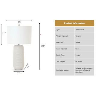 Lux LightingMarlin 30" White Ceramic Table Lamp, (Set of 2)LUX-2048-WHITEAloha Habitat