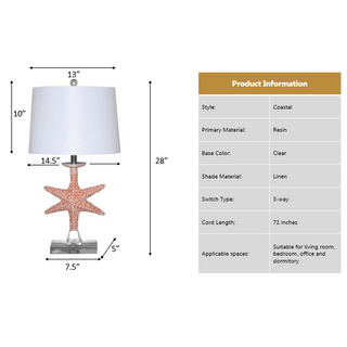 Lux LightingPatrick 28" Orange Starfish/Crystal Base, (Set of 2)LUX-117-ORANGEAloha Habitat