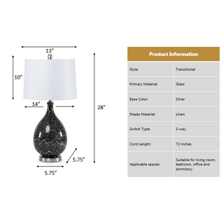 Lux LightingQuinn 28" Grey-Silver Glass Table Lamp, (Set of 2)LUX-1507-GREY/SILVERAloha Habitat