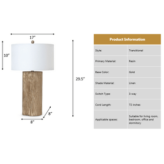 Lux LightingReclaimed Wood 30" Gold Polyresin Table lamp w/ White Shade. (Set of 2)LUX-4012-GOLD-USBAloha Habitat